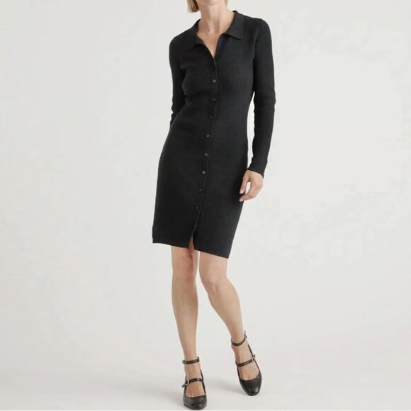 QUINCE Ribbed Knit Collared Dress Size Small - Picture 1 of 7